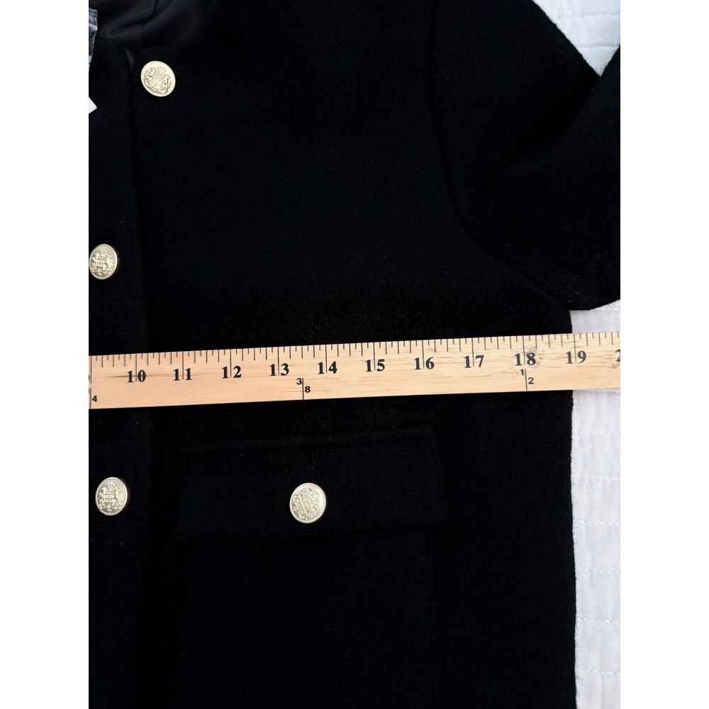 Quince Jacket Womens Medium Black Wool Collarless Gold Button Pockets Short NWT - Picture 3 of 7